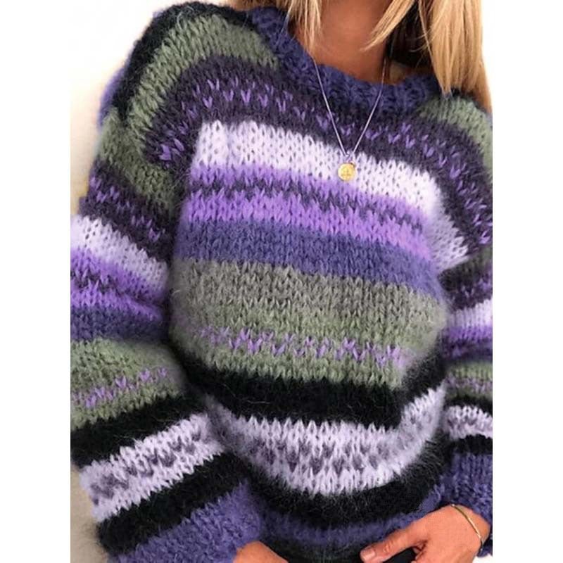 Rainbow Casual Warm Sweater Women-Corachic