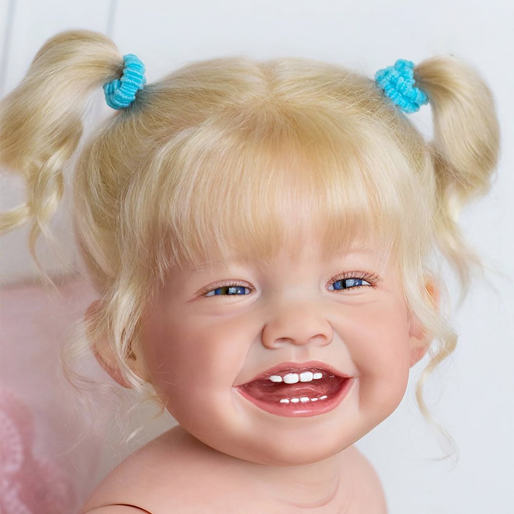 [New Series!] 20" Lifelike Caucasian Handmade Blonde Hair Reborn Toddler Girl Doll Named Eartha Looks Really Cute With “Heartbeat” and Sound