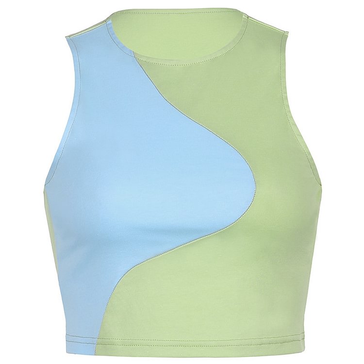 Macaron Stitching Color Patchy Tank Top - CODLINS - codlins.com