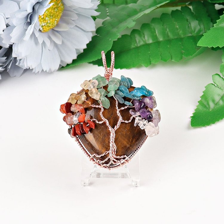 2" Chakra Tree of Life Wire Wrapped Heart Pendant Crystal wholesale suppliers