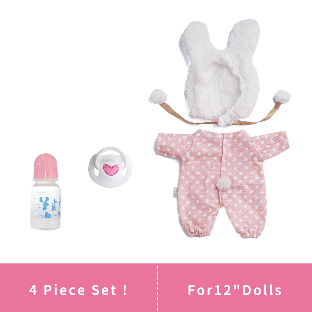 [For 12" Reborn Dolls] Children's Day Bunny 4-Piece Cute Onesie With Pacifier and Bottle Accessories -Creativegiftss® - [product_tag]