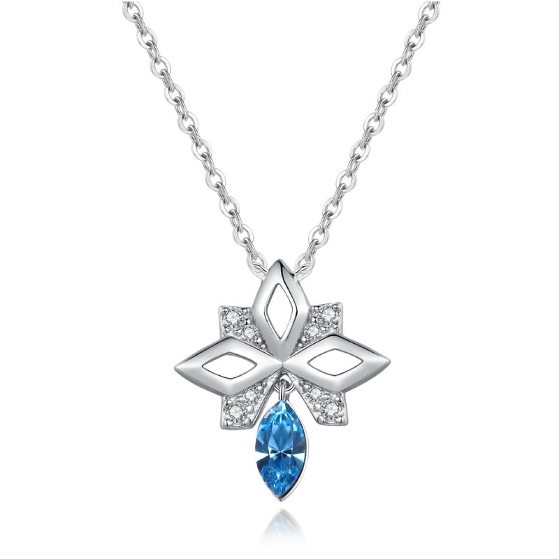 Bow Pendant Blue Crystal Necklace