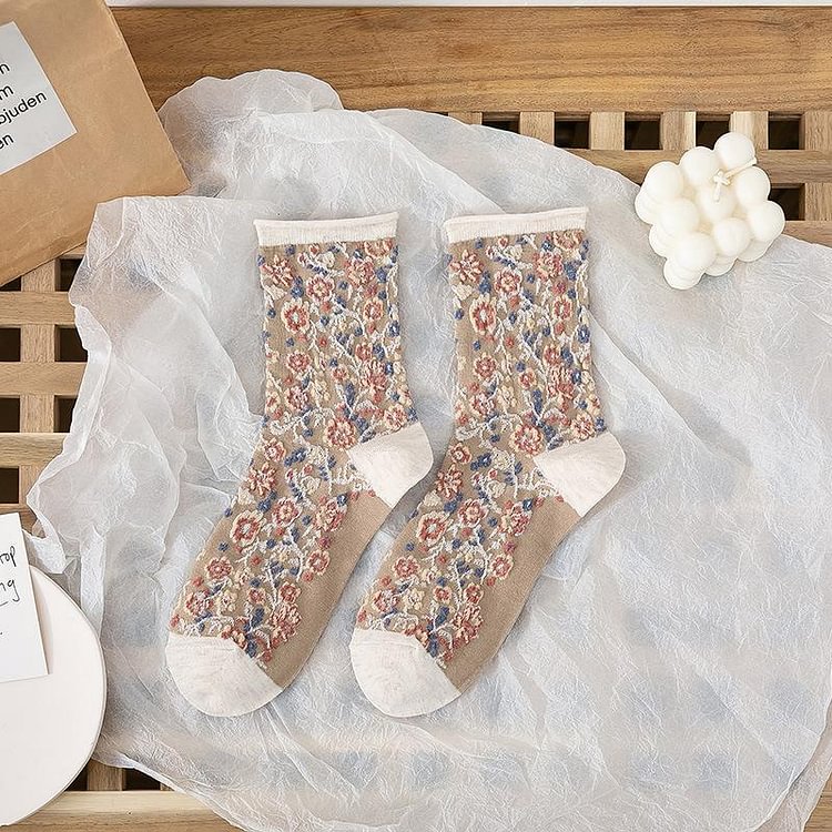 Fashion flower cotton socks-Mayoulove