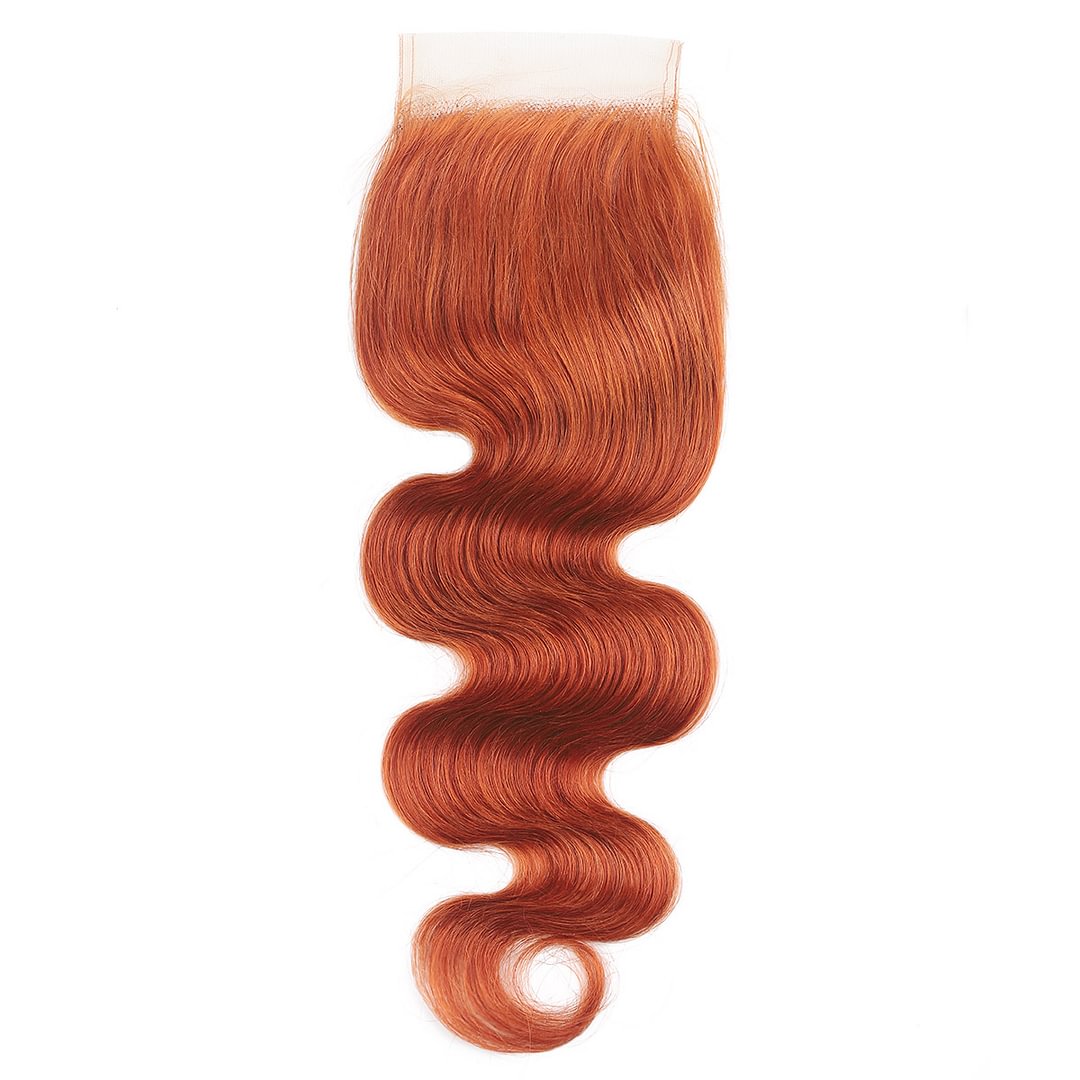 1 PC Ginger Body Wave 4×4 Lace Closure丨Brazilian Mature Hair