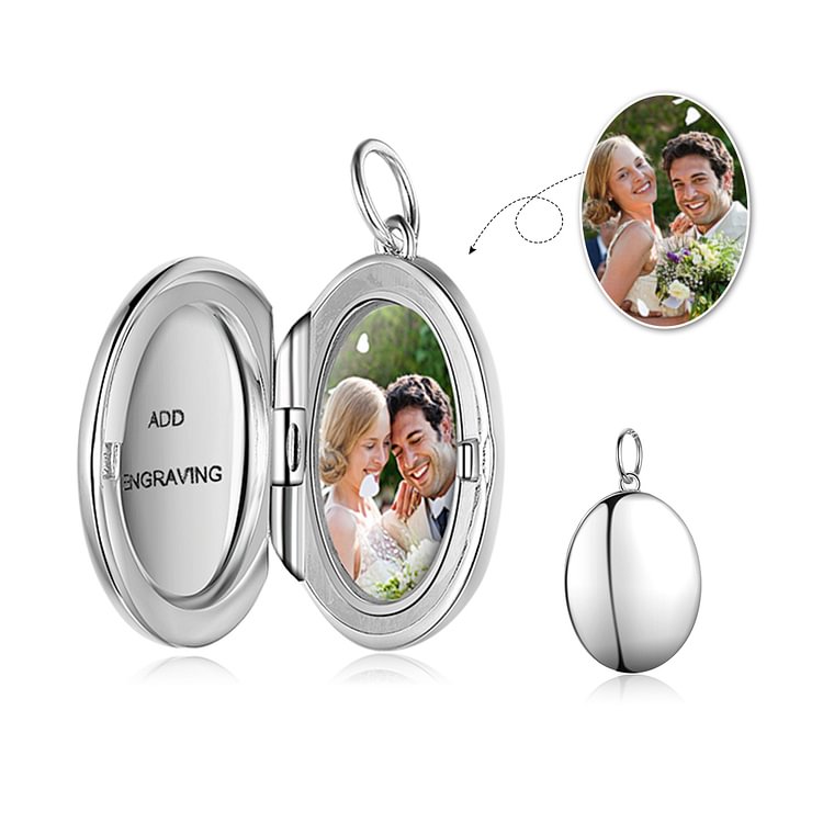 925 Sterling Silver Photo Charm Oval-Shape