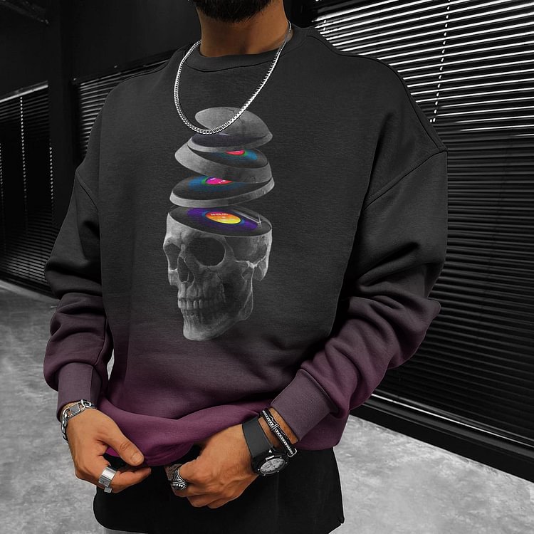 BrosWear Street Purple Black Music Skeleton Sweatshirt
