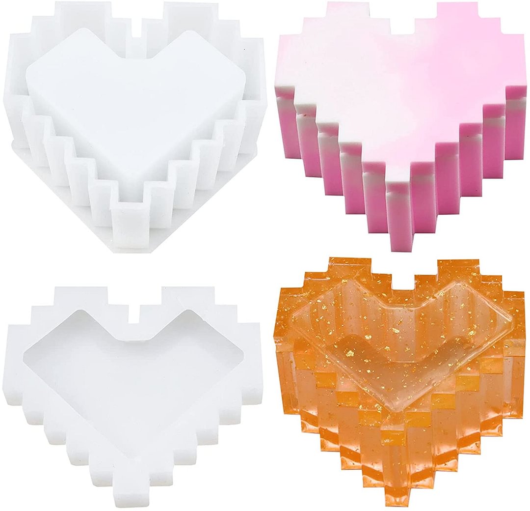 Pixel Design Love Heart Shape Box Resin Mold