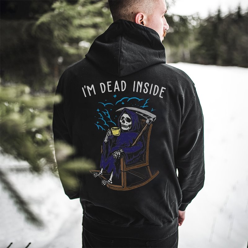 Cloeinc I'M Dead Inside Skull Printed Men's Hoodie - Cloeinc