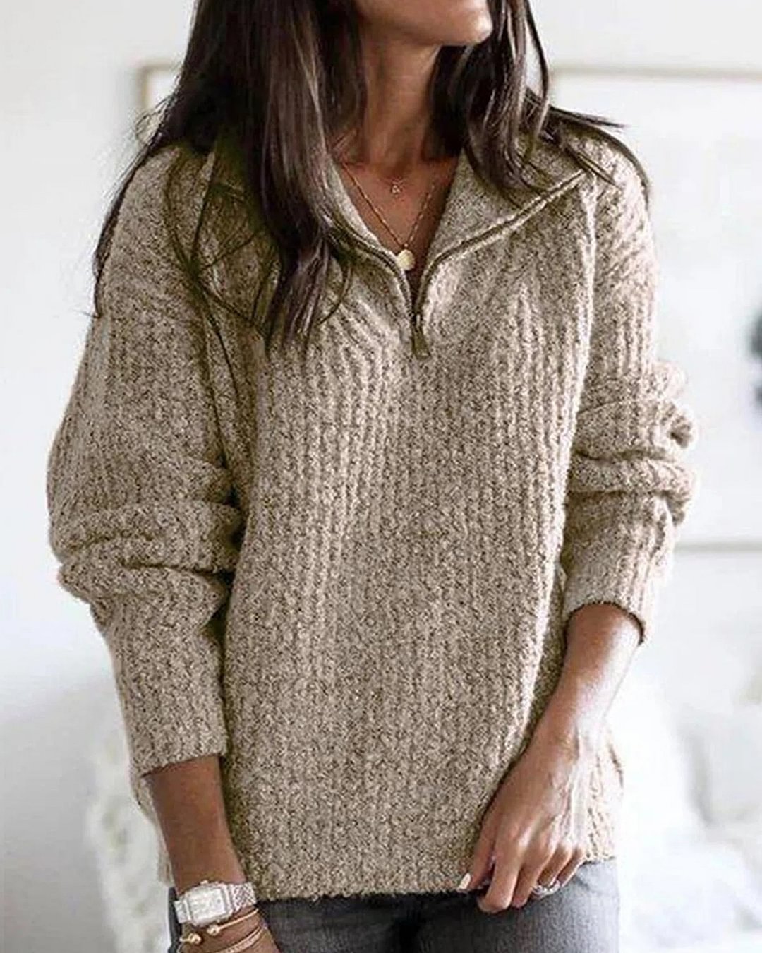 Casual Loosen Plain Long sleeve Sweater