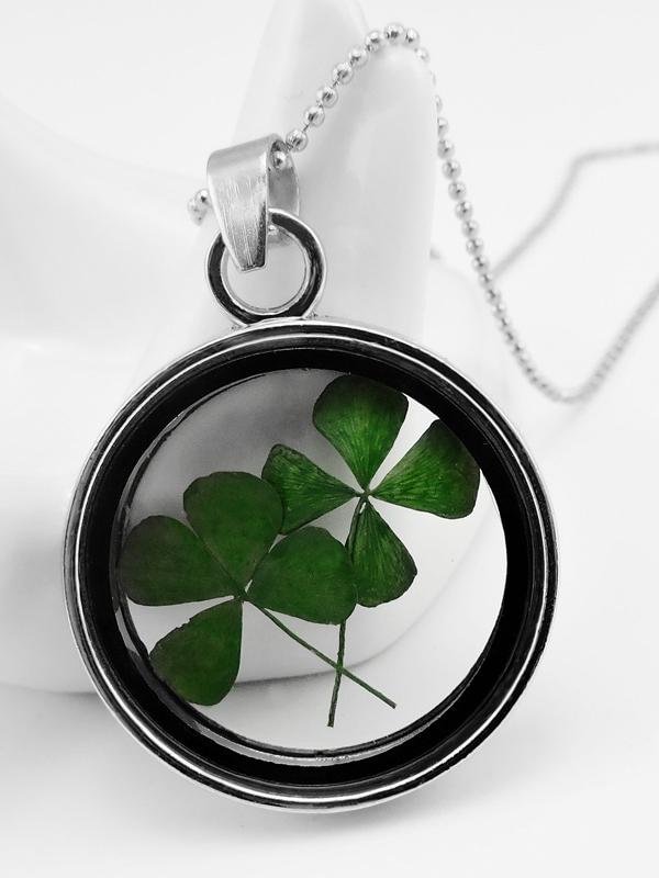 St. Patrick's Day Sea Glass Crystal Four-leaf Clover Necklace-3type-Mayoulove