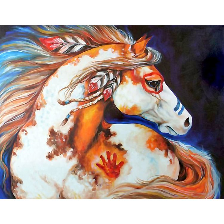 Colorful War Horse 40*30CM(Canvas) Full Round Drill Diamond Painting gbfke