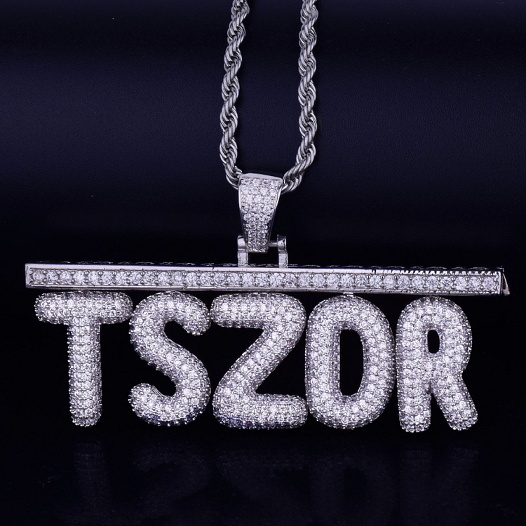 Custom Name Iced Out Bubble Letters Pendant Personalized Necklace Jewelry