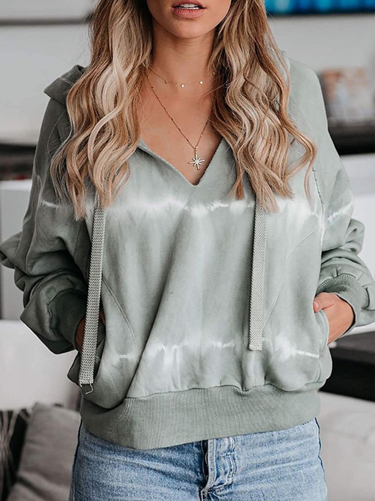 Women's V Neck Long Sleeve Plus Size Casual Hoodie