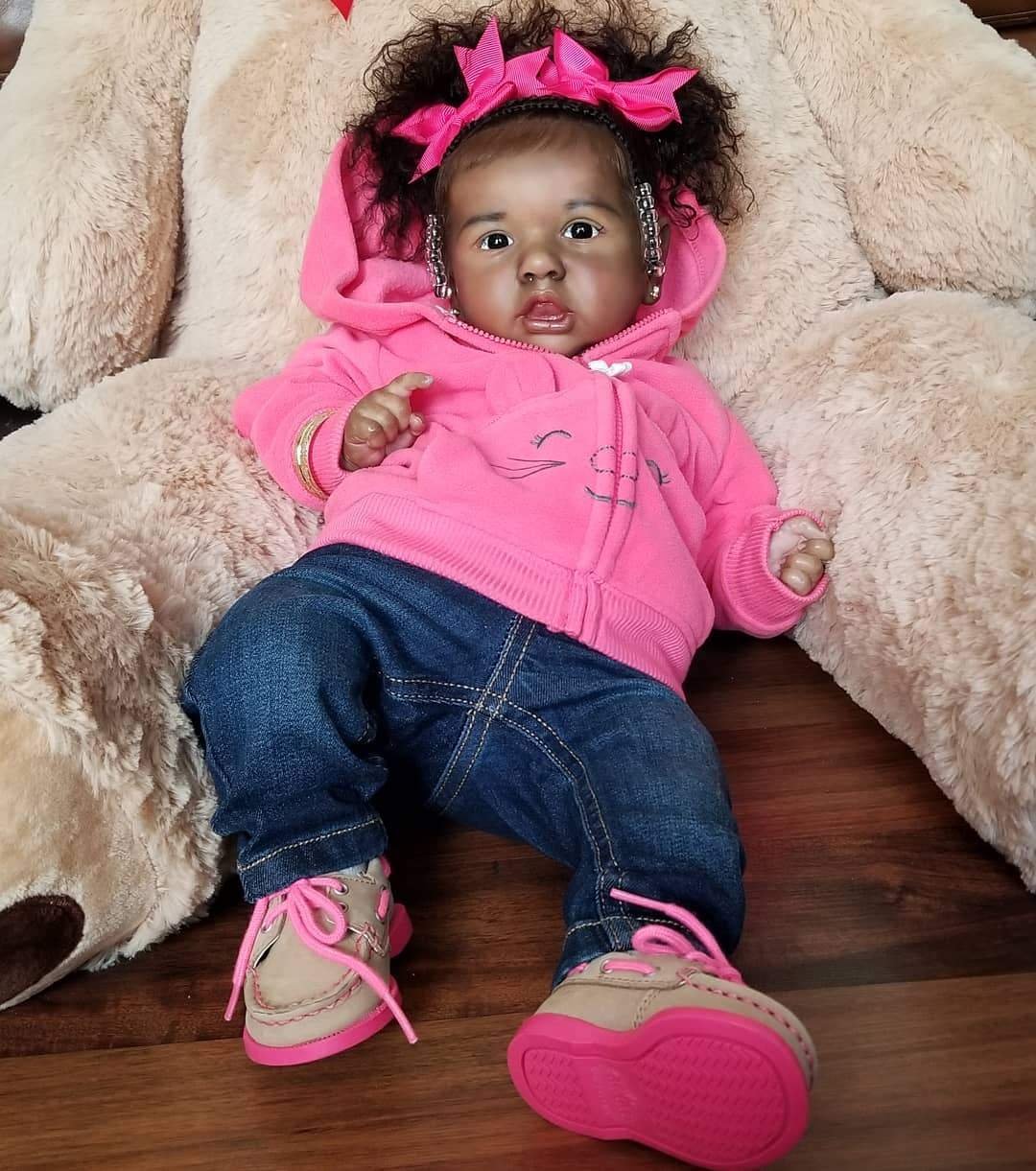 [Heartbeat💖 & Sound🔊]Real Lifelike African American Truly Black Reborn Baby Toddler Doll Girl Baby Dolls That Look Real 20'' July -Creativegiftss® - [product_tag]