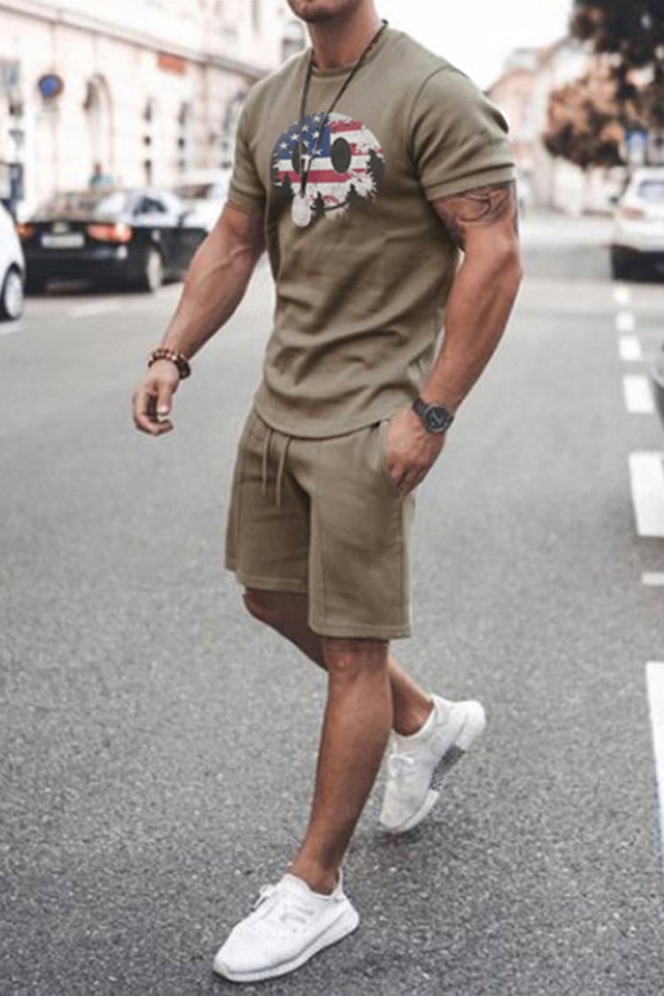 Tiboyz Personalized Smiley Pattern Sports Short Sleeve T-Shirt Set