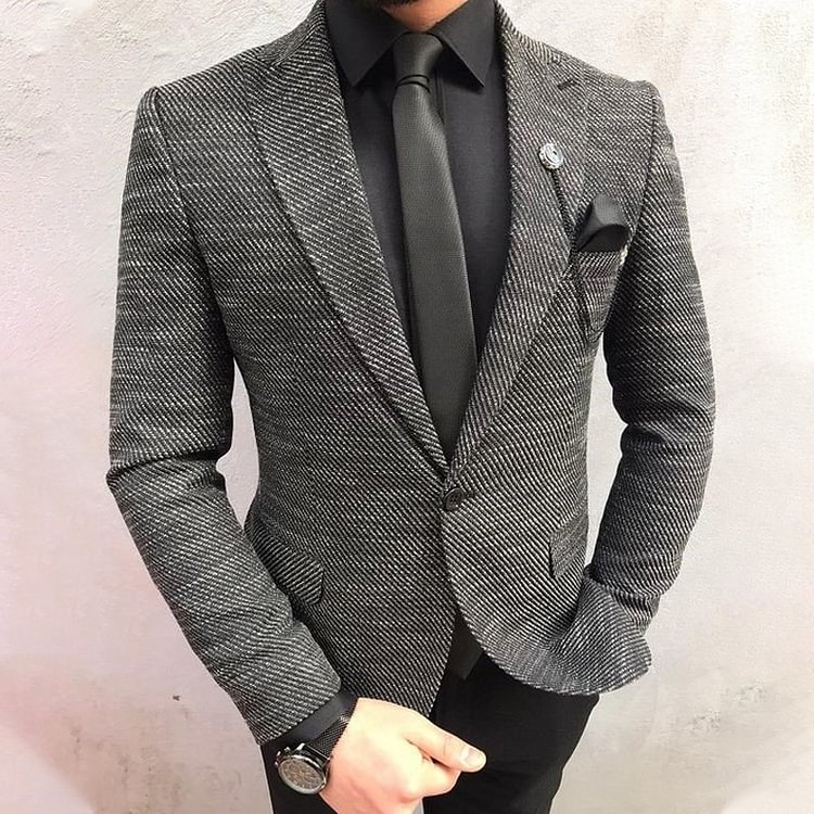 Men's Business Party Tweed Twill Suit
