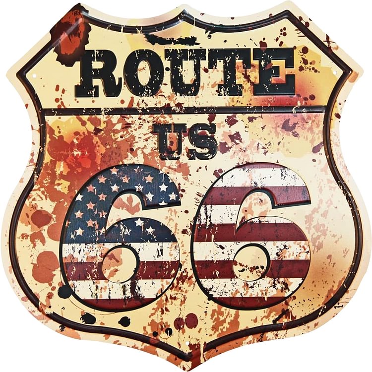 Route 66 - Shield Shape Shield Vintage Tin Signs/Wooden Signs - 30*30CM