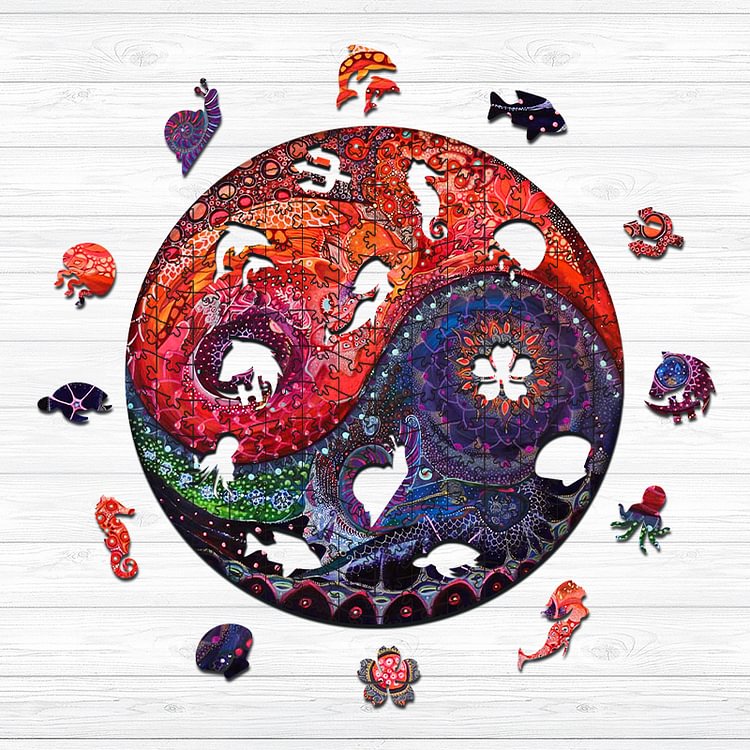 Yin Yang-Mandala Equilíbrio Wooden Puzzle