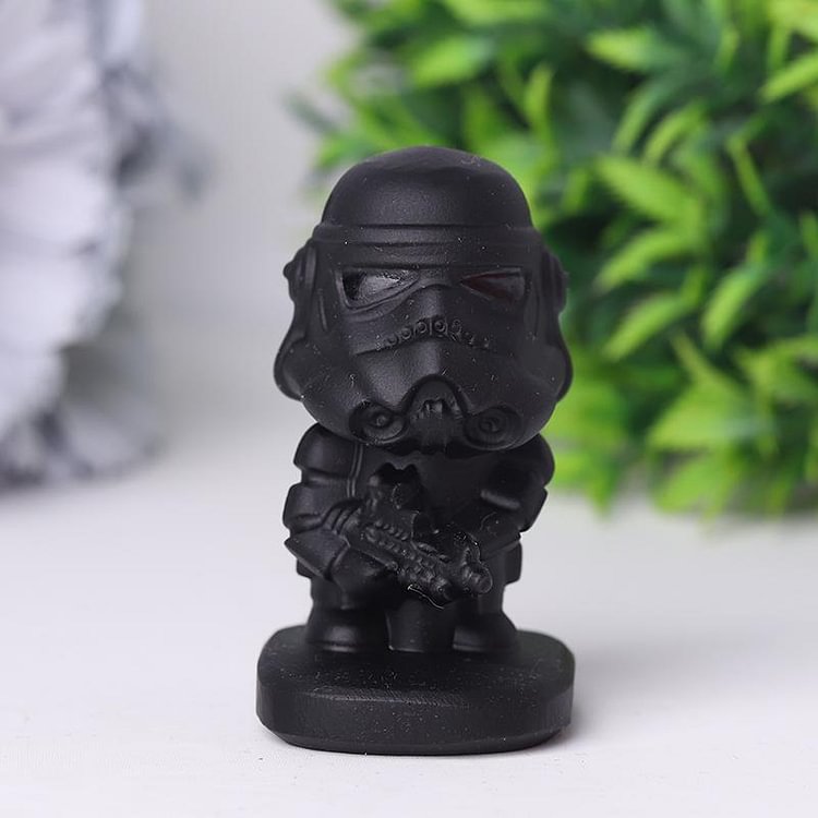 2.5" Black Obsidian Darth Vader Crystal Carvings Cartoon Bulk Crystal wholesale suppliers