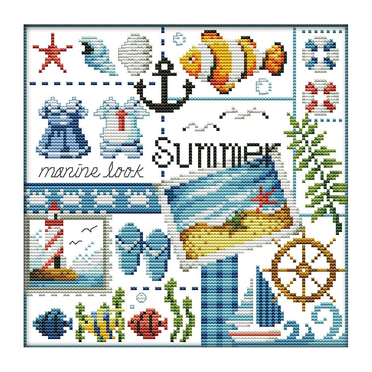 Summer Of Four Seasons - 14CT 2 Strands Threads Counted Cross Stitch Kit - 27x26cm(Canvas)