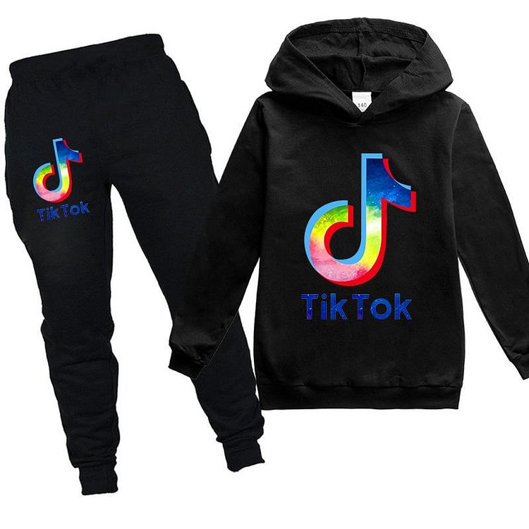 Tik Tok Print Hoodie Suit For Kids-Mayoulove