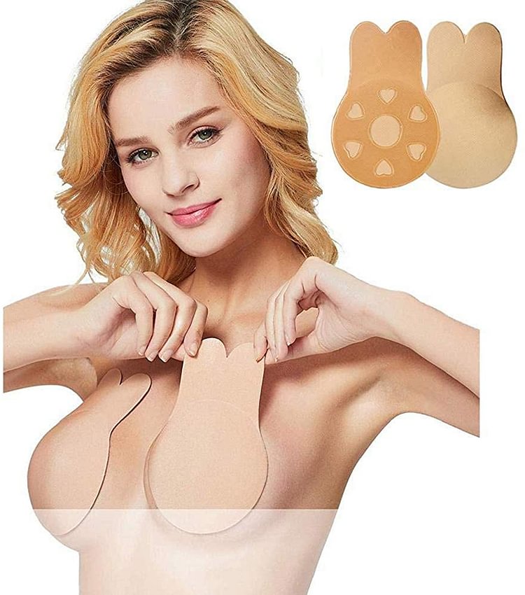 Push Up Lift Nipple Covers Adhesive Strapless Rabbit Bra Invisible Reusable for Women