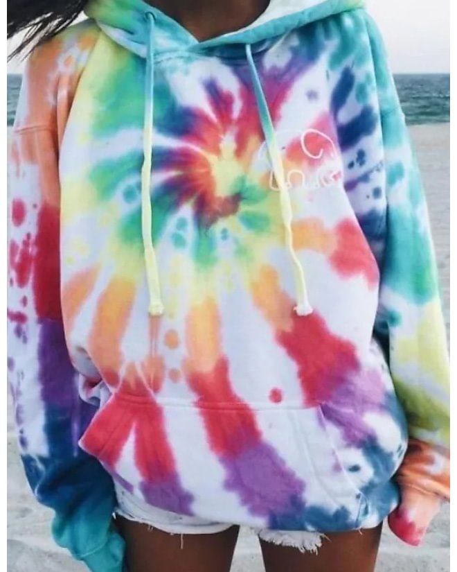  Oversized Hoodies Sweatshirts Loose Rainbow Long Sleeve Tops&Sweatshirts
