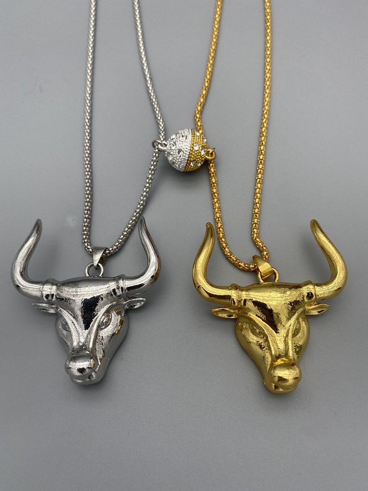 Fashion Bull Pendant Men and Women Gold Necklace-Mayoulove
