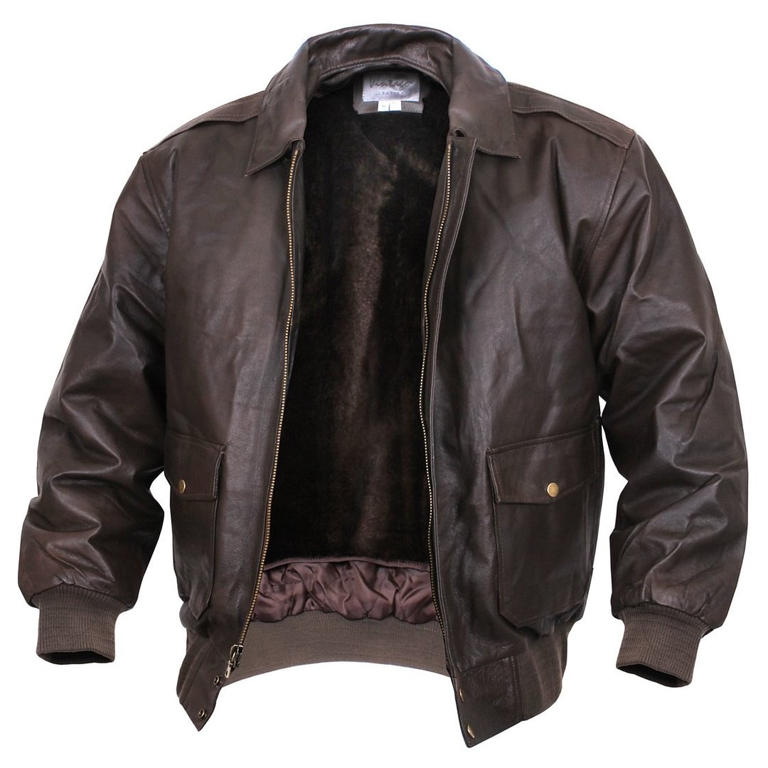 Mens A-2 Dark Brown Leather Flight Jacket / [viawink] /