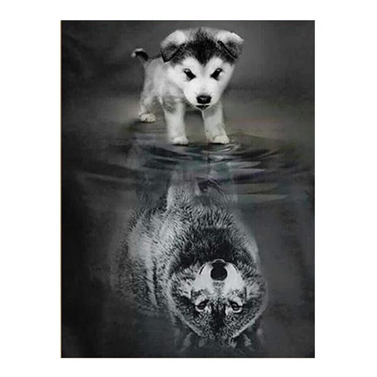 Dog Reflected Wolf Part Drill Diamond Painting 30X40CM(Canvas)-gbfke