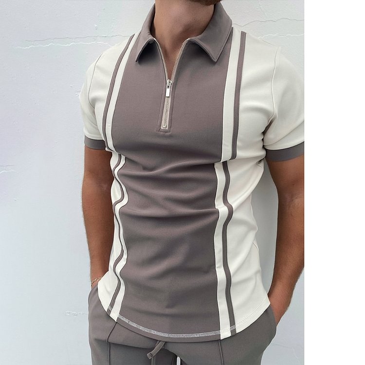 Rico Contrast Panel Short Sleeve Polo Shirt