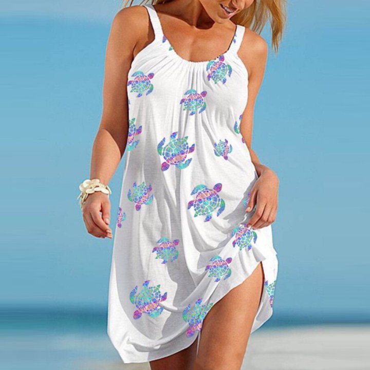 Ladies Beach Casual Print Sling Dress
