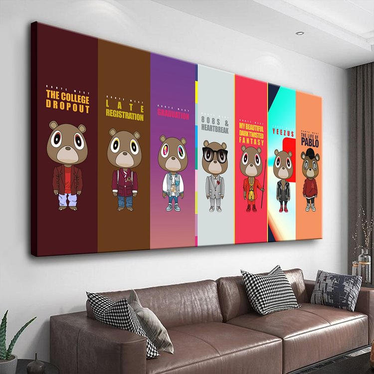 Rapper Kanye West Personal Album Covers Canvas Wall Art