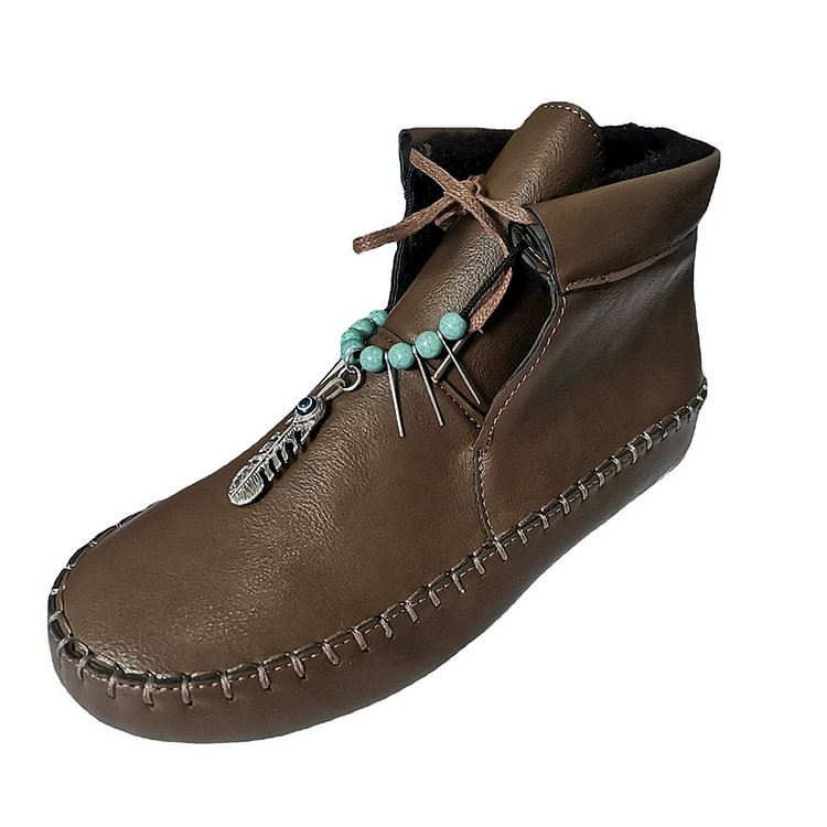 Cowhide Leather Flat Heel Boots - CODLINS - codlins.com
