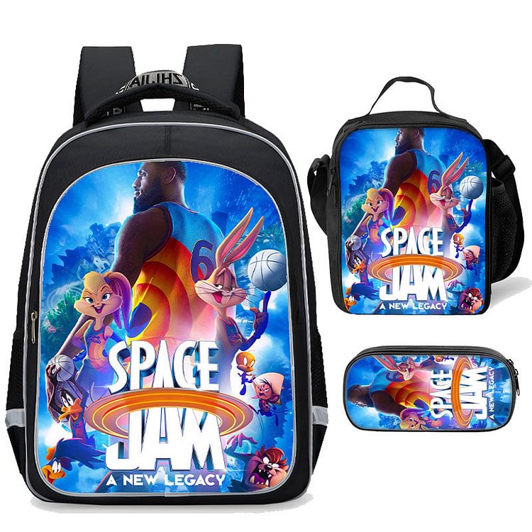 Mayoulove Space Jam A New Legacy Backpack Set Schoolbag Pencil Case Lunch Bag-Mayoulove