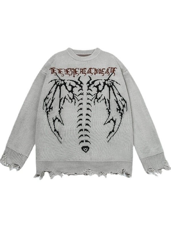 Goth Punk Scorpion Fringed Loose Sweater