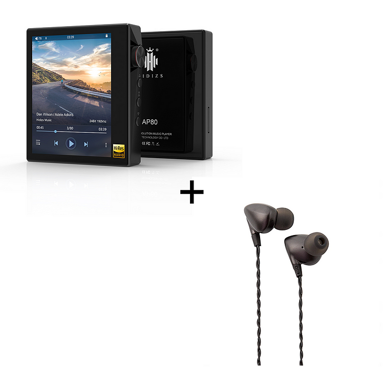 Hidizs AP80 Portable Music Player + Seeds Earphones High Resolution Dynamic IEMs Bundle