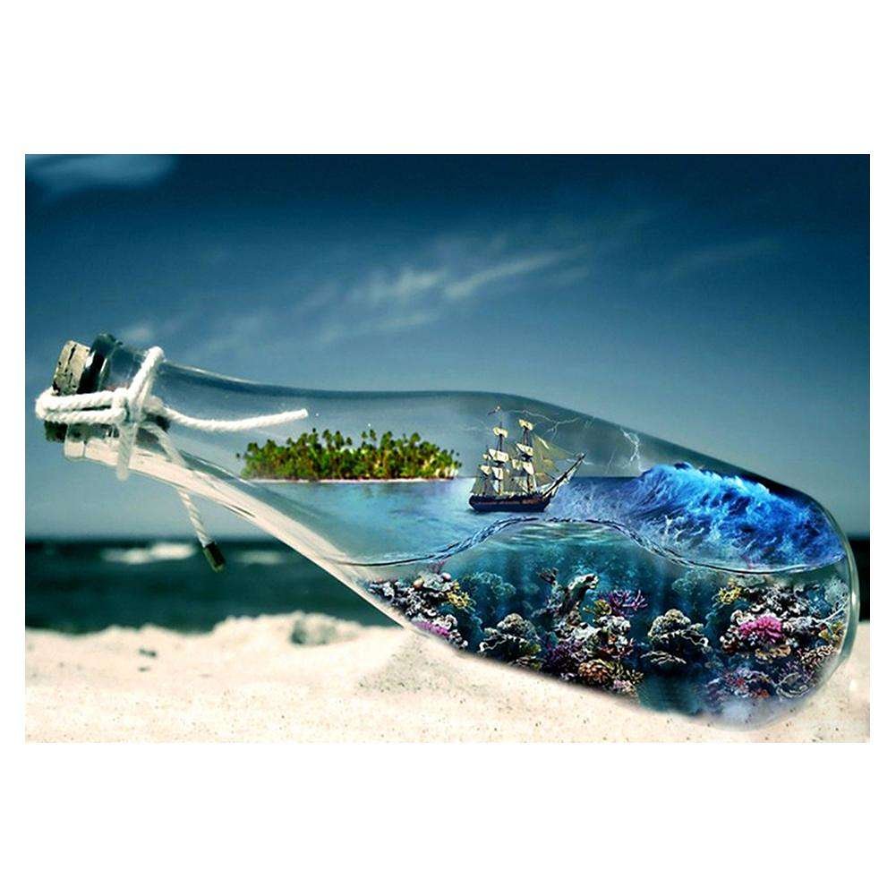 Full Round Diamond Painting Sea Bottle Landscape (40*30cm)