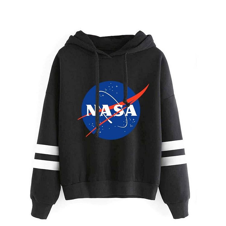 NASA Letter Graphic Hoodies Pullover Casual Sweatshirt-Mayoulove