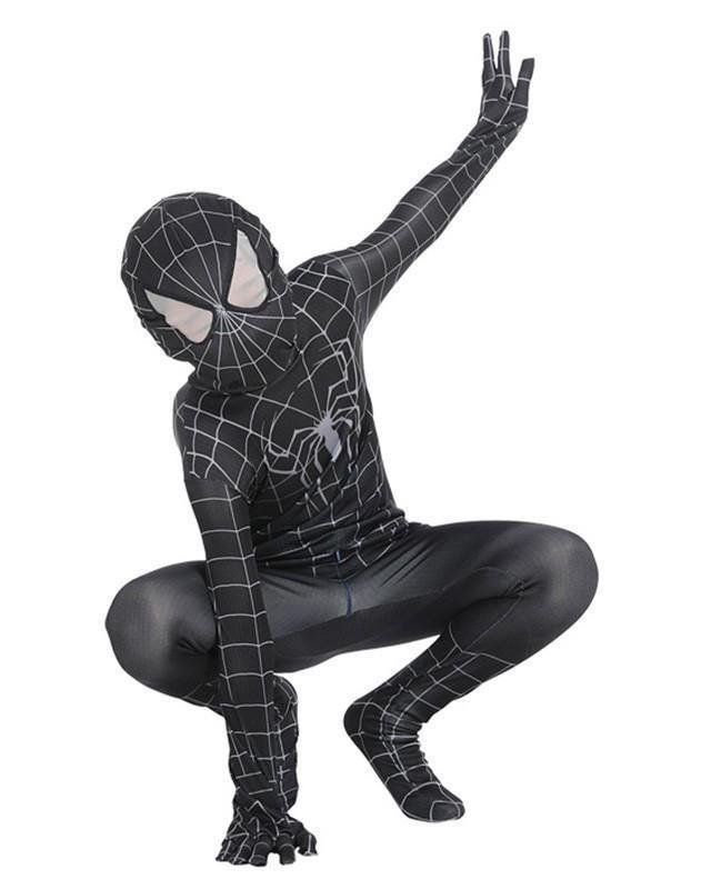 Black In Black Spider Man Boys Kids School Play Cosplay Zentai Costume-Mayoulove