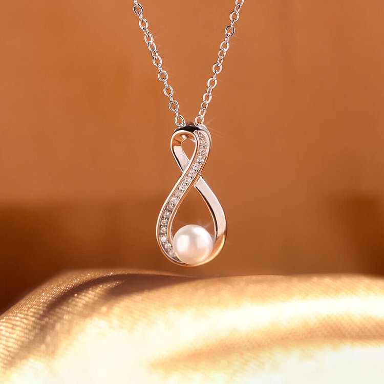 For Mom - S925 I Love You until Infinity Runs Out Infinity Pearl Necklace