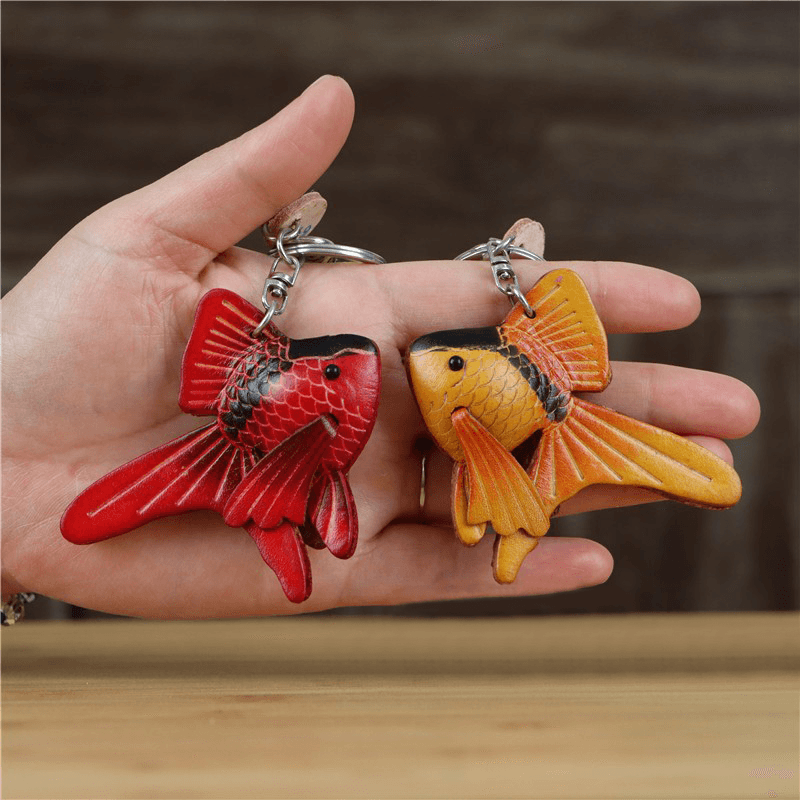Goldfish Leather Key Pendant