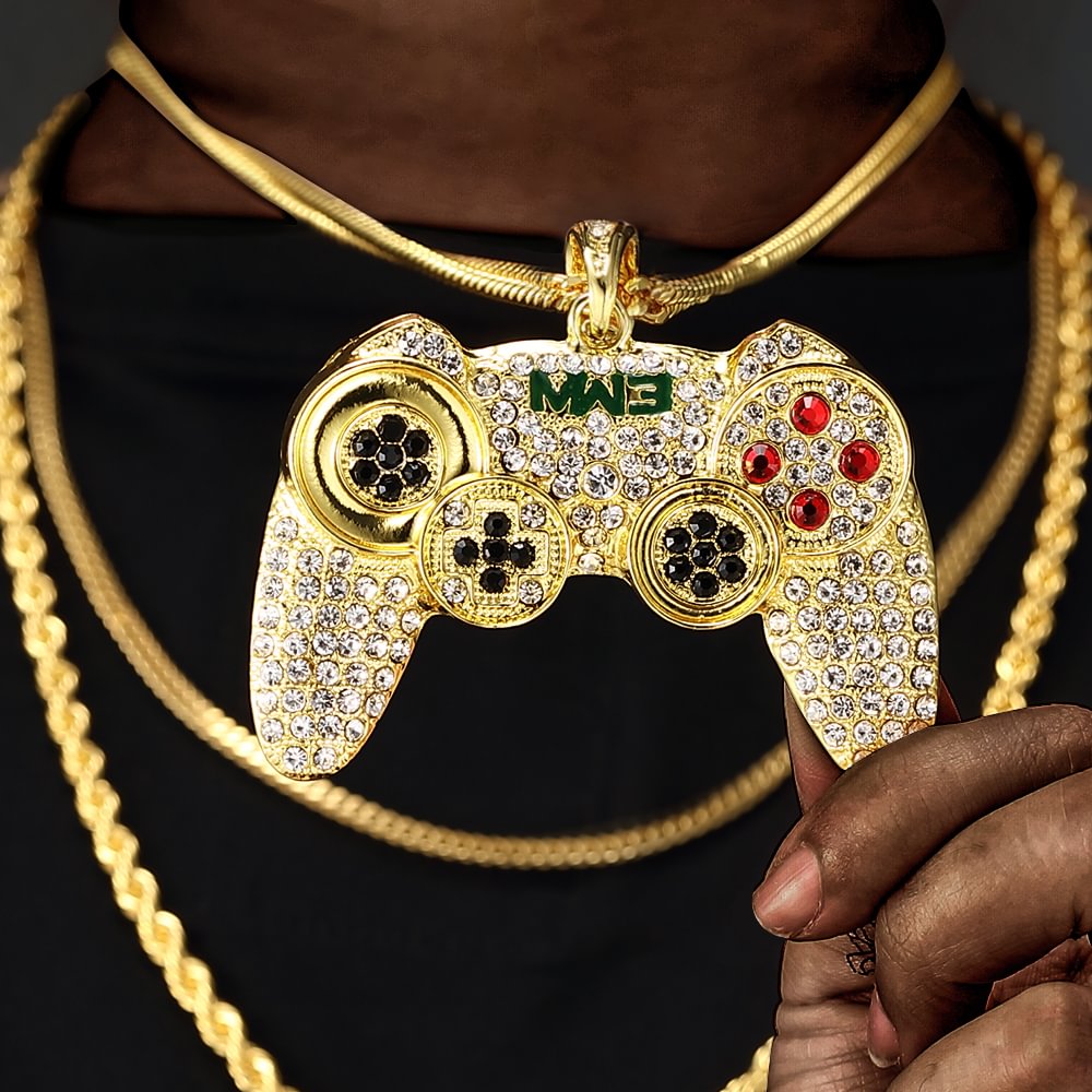 Hip Hop Iced Out Game Controller Handle Pendant-VESSFUL