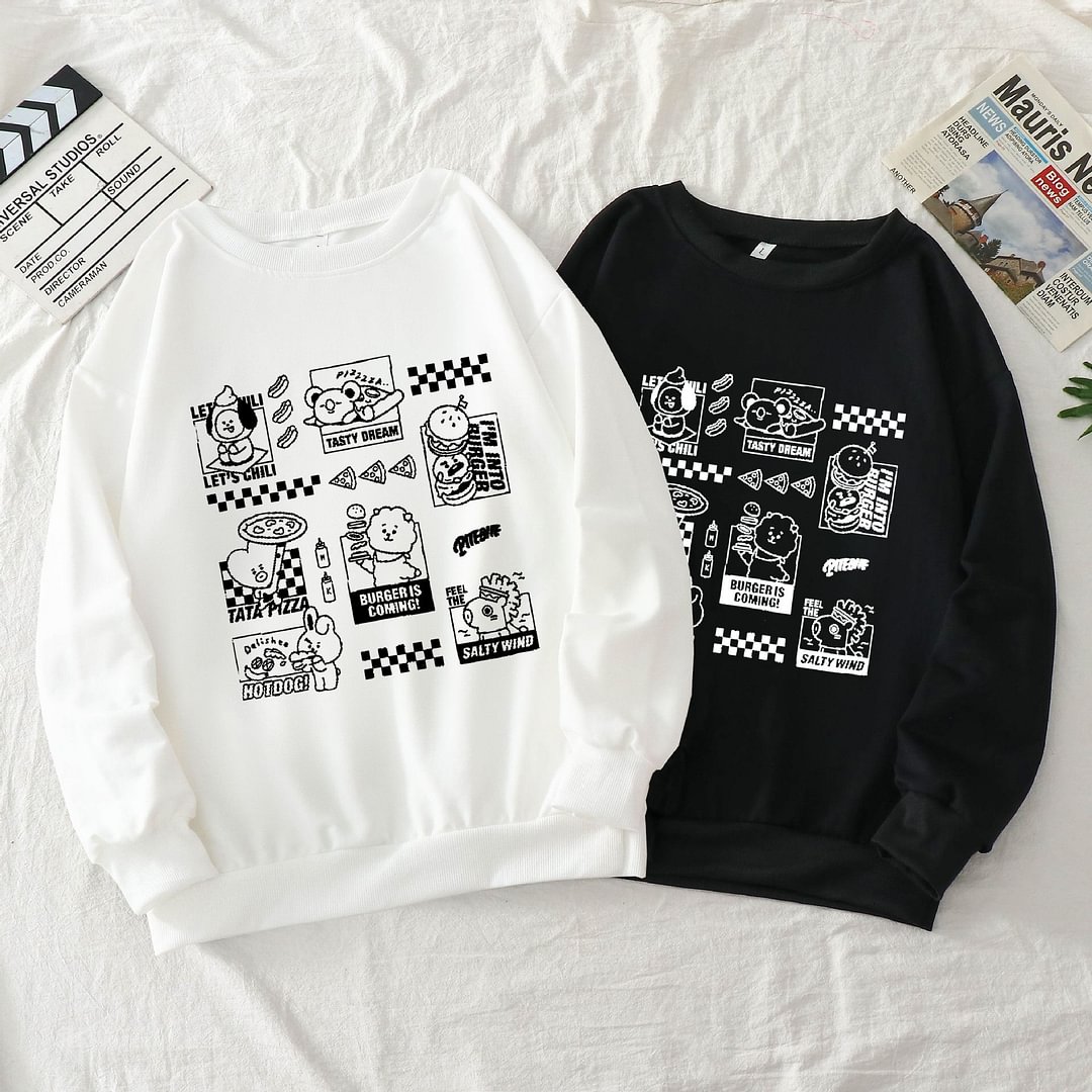 BT21 Cute Print Sweatshirt