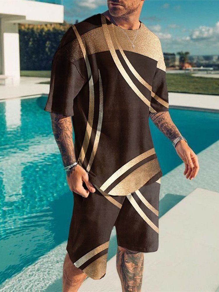 Men's Contrasting Color Thread Sports and Leisure Suit