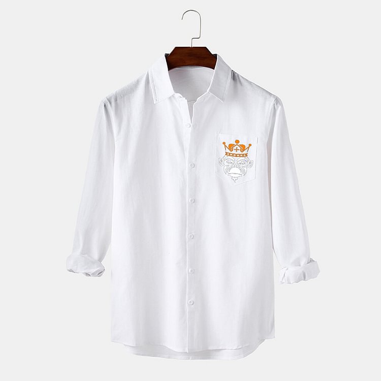 BrosWear Crown Orangutan Print Long-Sleeve Shirt