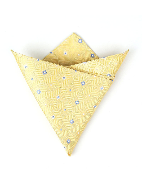 Pochette de costume en soie jaune imprimé pour  hommes-Soieplus