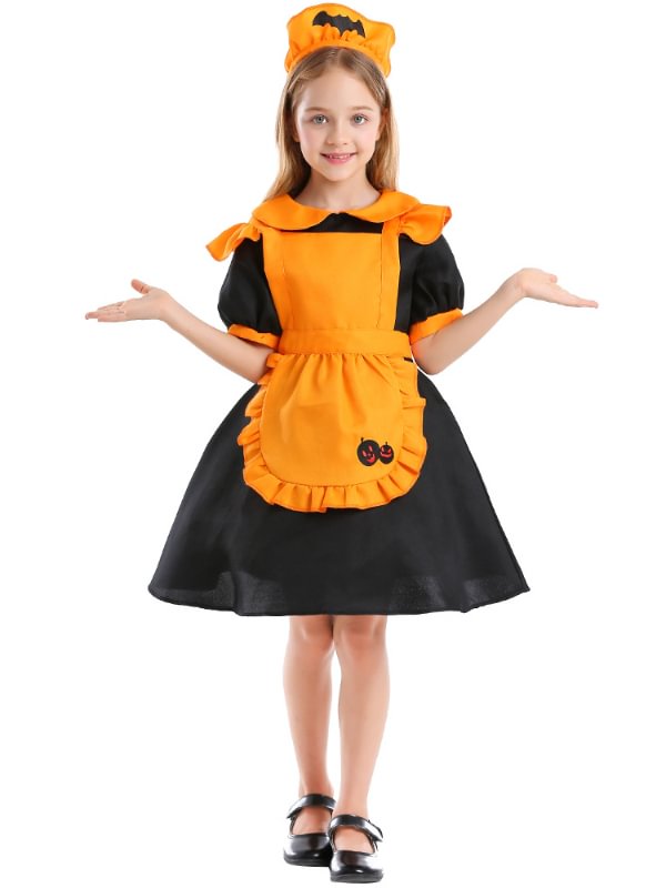 Halloween Kids Costumes Bat Dress Orange Pumpkin Stage Clothing