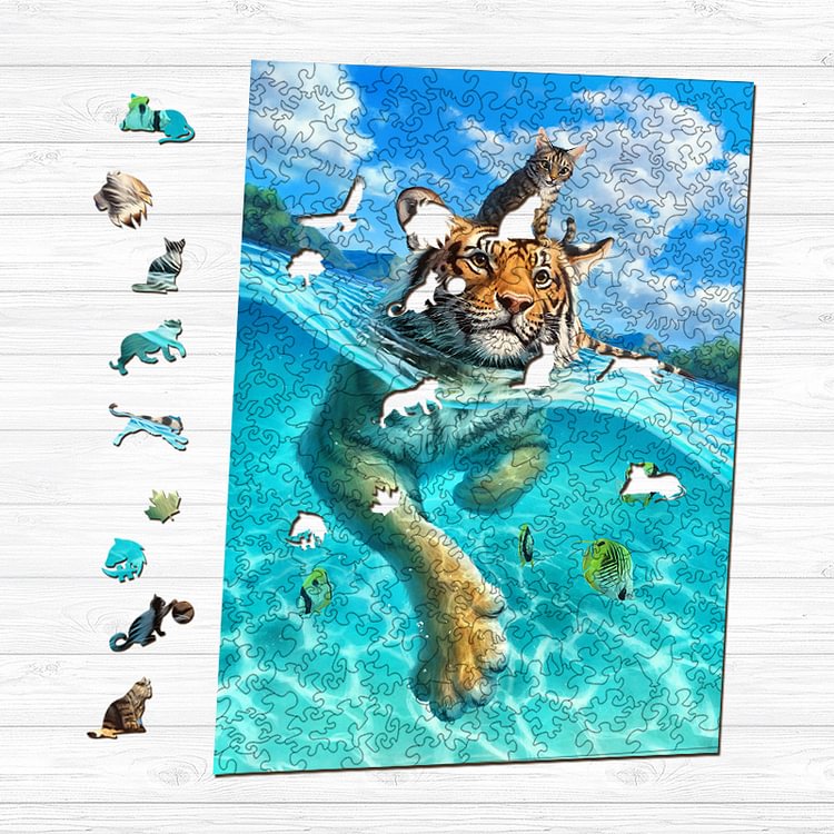 Felines Swimming Time Wooden Puzzle