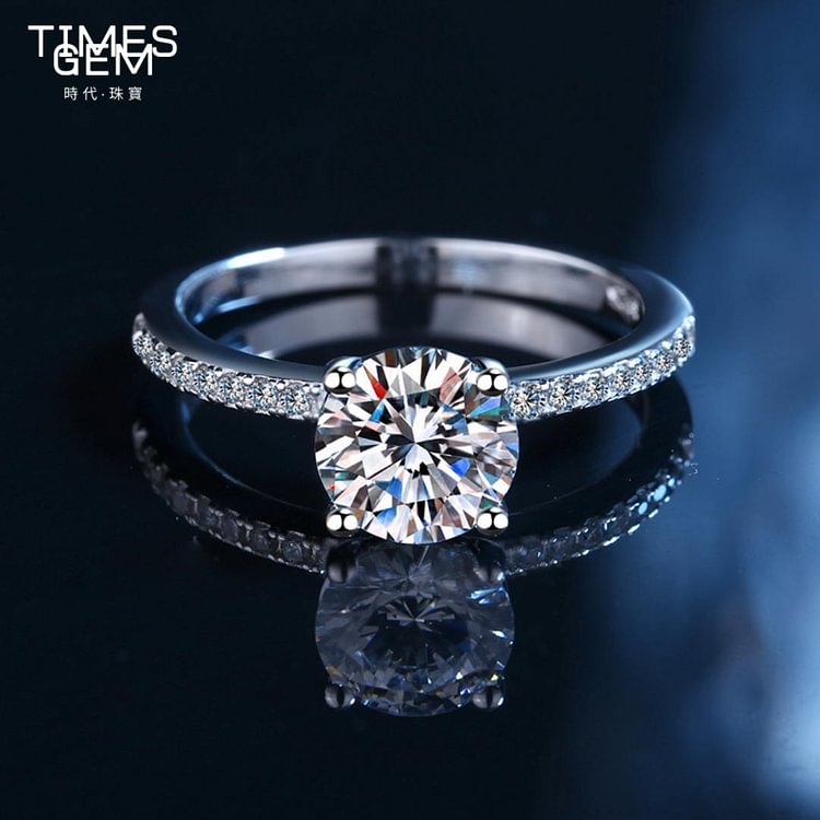Times Gem Round Brilliant Pave Solitaire Ring-TIMES GEM